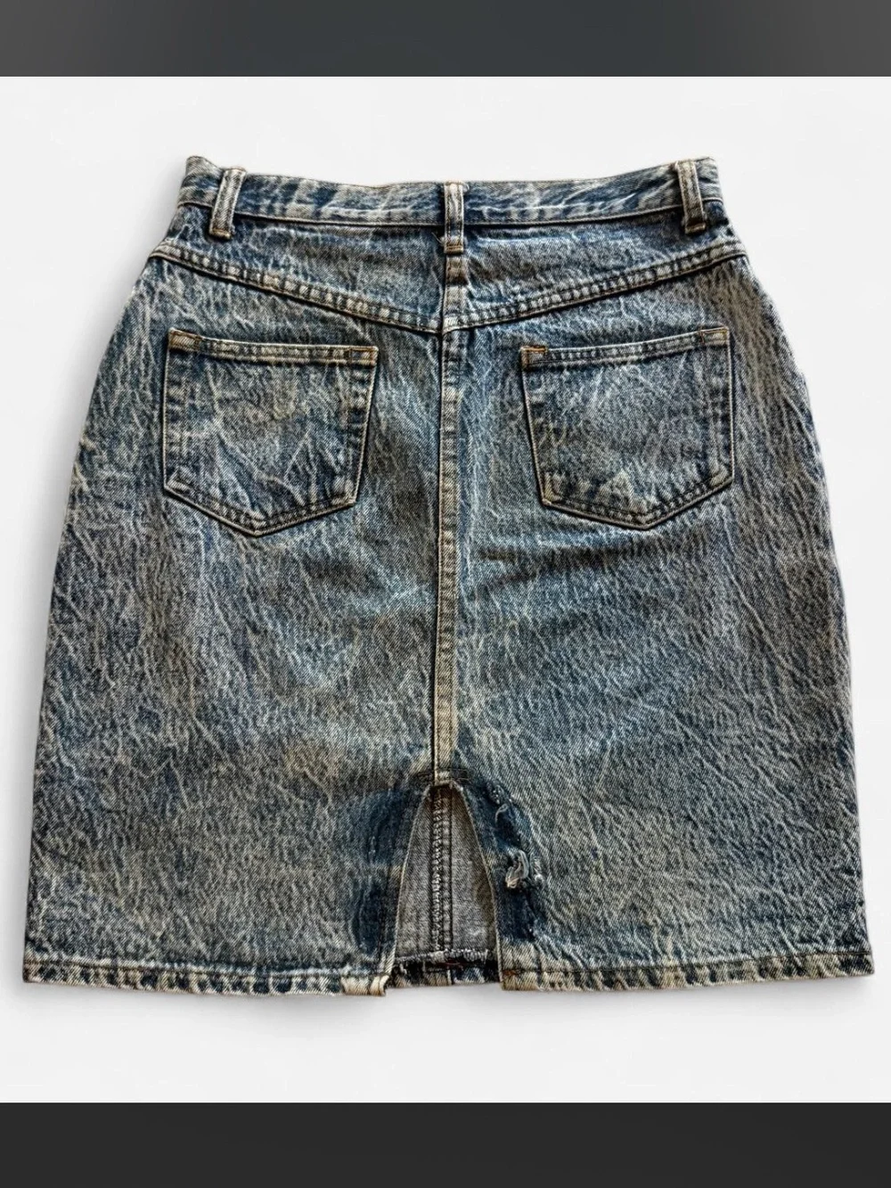 Vintage 80s Acid Wash Denim Midi Skirt <3